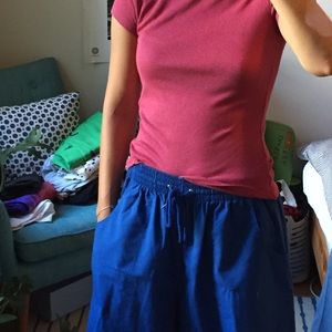 Royal blue cotton culottes